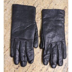 Vintage Size M Black Soft Leather Sherpa Lined 9.5" Long Gloves Bonwit Teller